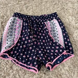 Navy and Pink Patterned Girl's Shorts